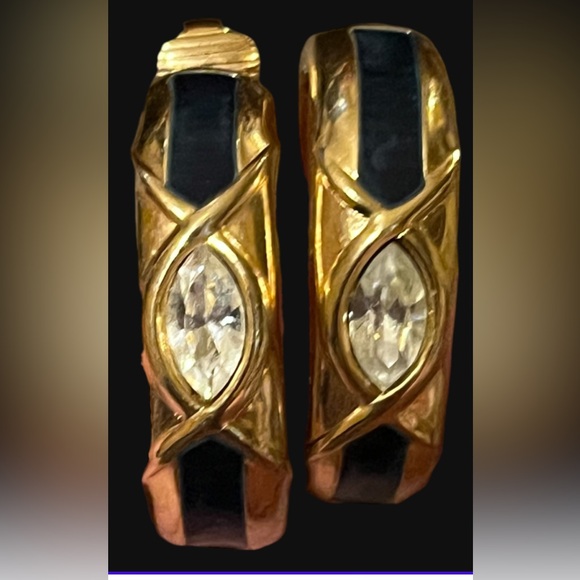 Vintage stunning Swarovski S.A.L. Signed gold and black earrings - Picture 6 of 6